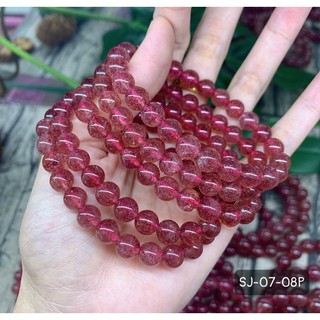 Vòng Tay Đá Dâu Tây Đỏ Đẹp Mê Ly Chuẩn Size 7mm-12mmGiá Yêu Thương