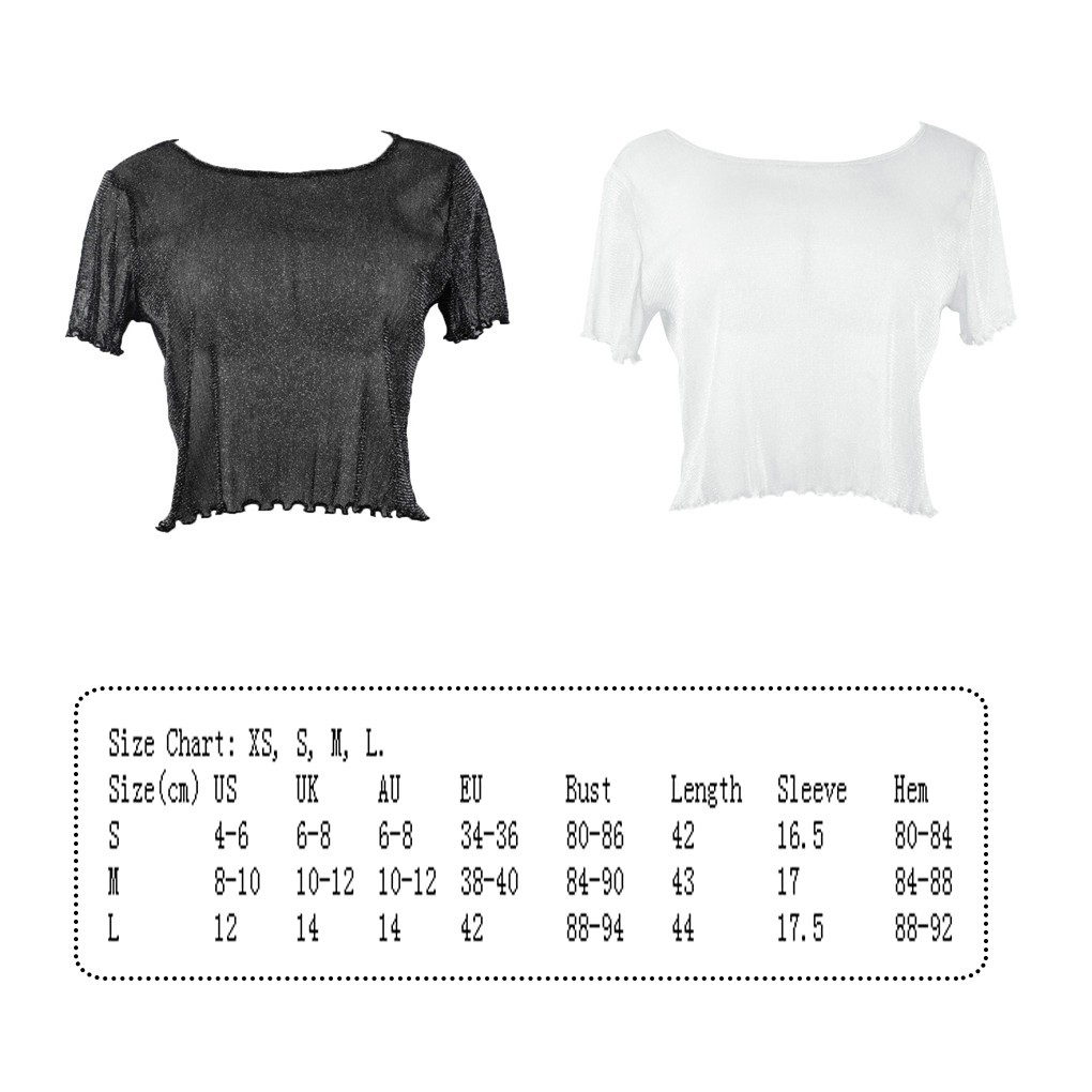 Áo Crotop trong suốt tay ngắn cổ tròn 2 màu trắn/đen | BigBuy360 - bigbuy360.vn