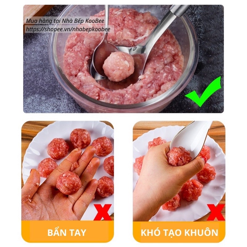 Thìa Nặn Thịt Viên, Làm Mộc, Nĩa Nặn Mộc Có Móc