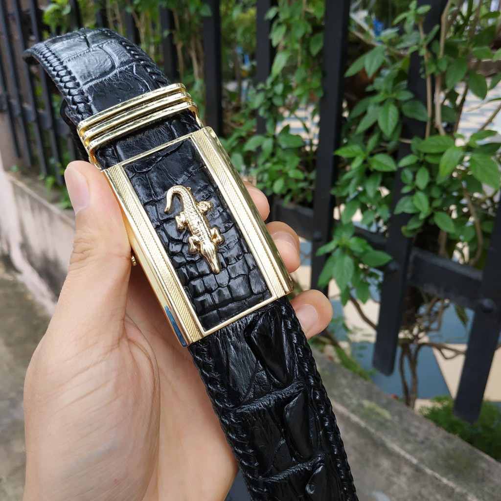 Thắt Lưng Da Cá Sấu Nam  Đan Viền Thủ Công Rất Đẹp!