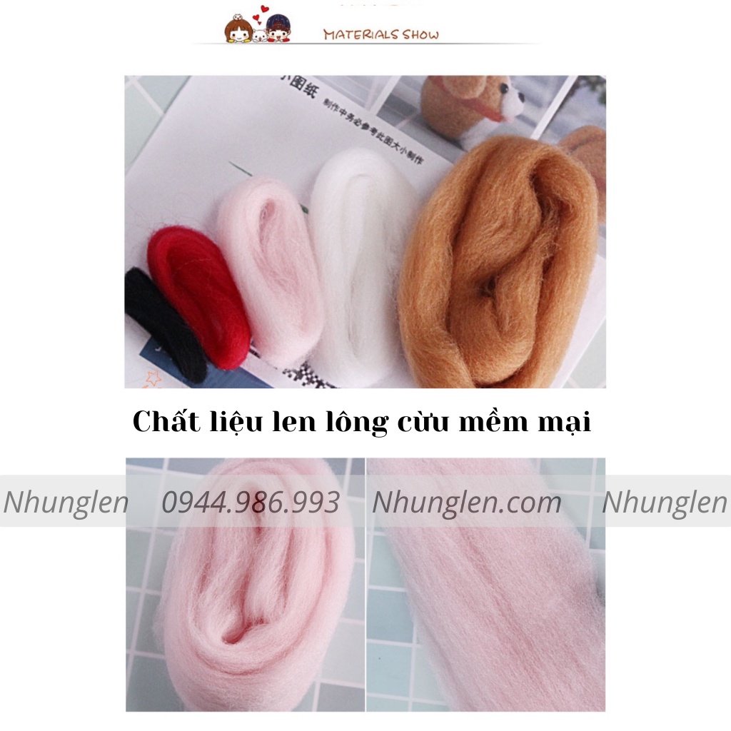 Bộ len chọc móc khoá nông trại cừu, hổ, vịt, ngỗng, có hướng dẫn, quà tặng handmade ý nghĩa - Needle felting