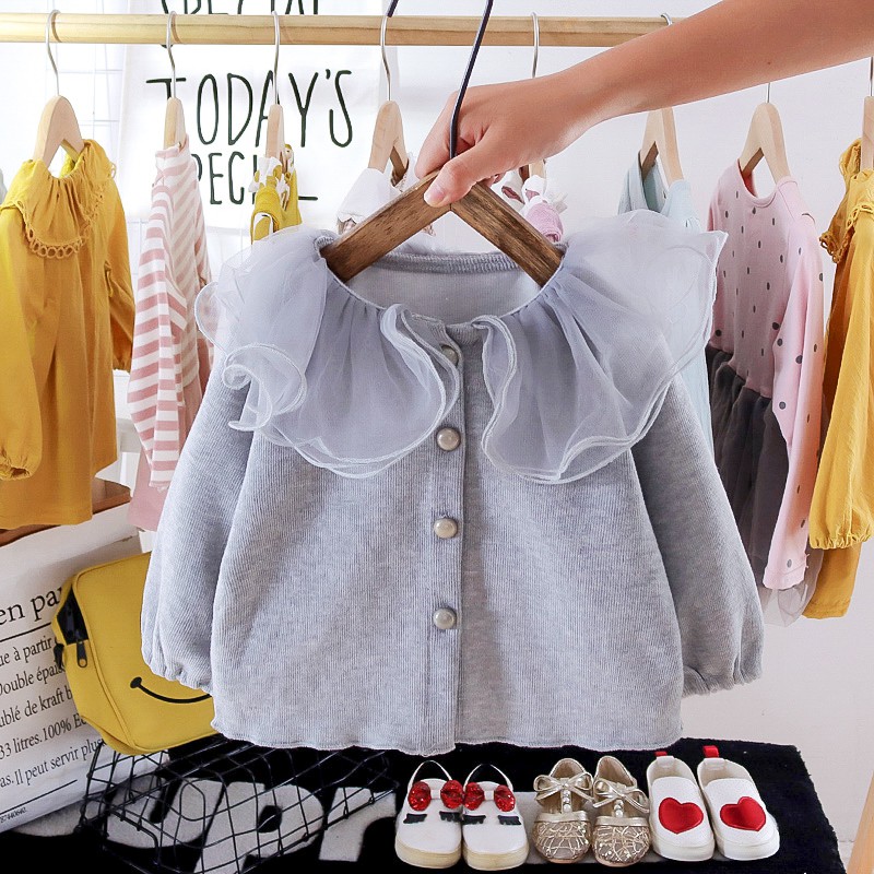 Áo Khoác Cardigan Dệt Kim Phối Ren Hoa Phong Cách Hàn Quốc