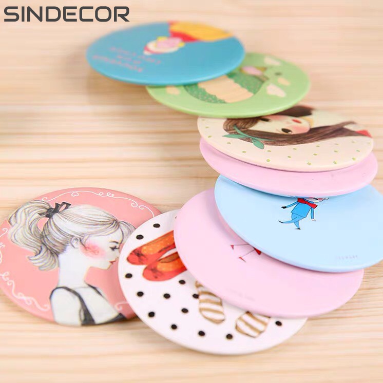 Gương trang điểm mini siêu cute - gương mini cầm tay bỏ túi Hàn Quốc tiện lợi Sindecor - SI02