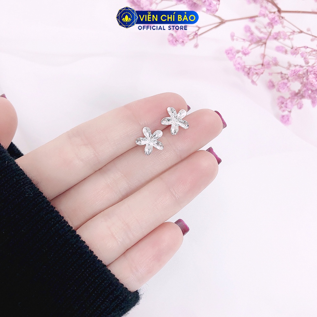 Bông tai bạc nữ Hoa năm cánh khuyên tai nữ bạc 925 thời trang phụ kiện trang sức Viễn Chí Bảo E049