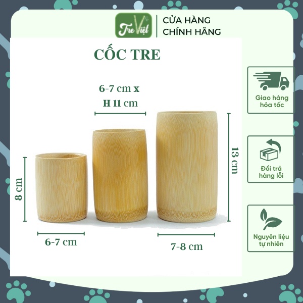 Ly Tre - Cốc bằng Tre nguyên bản (3 SIZE)