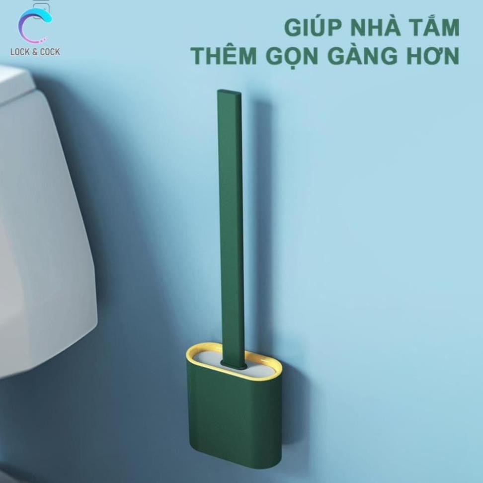 [XẢ KHO+FREE SHIP] Dụng cụ cọ rửa bồn cầu nhà tắm toilet có gắn tường chất liệu silicol siêu sạch