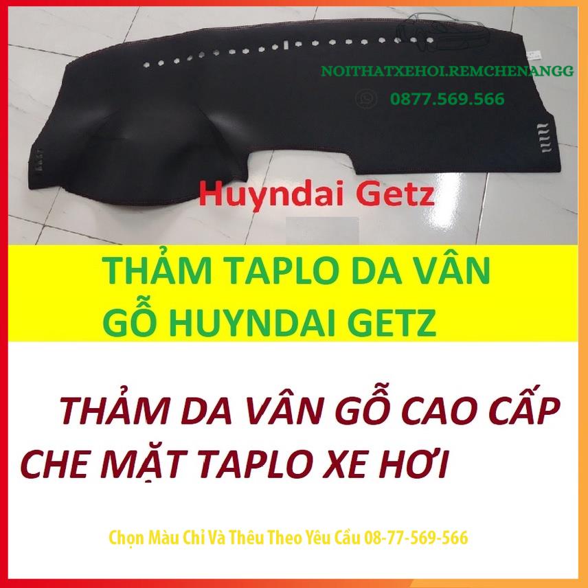 THAM TAPLO HUYNDAI GETZ DA VÂN GỖ DA CARBON NHUNG LÔNG CỪU 3 LỚP CÓ CHỐNG TRƯỢT THẢM PHỦ LÓT CHE NẮNG TAPLO