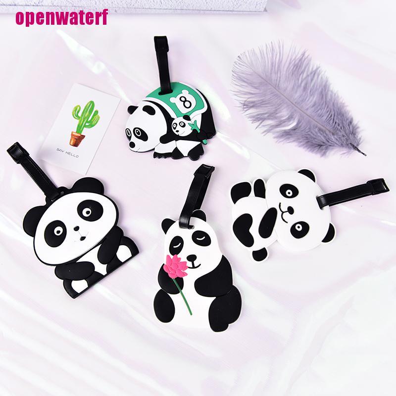 【openf】New Cute Panda Bear Luggage Tag Label Suitcase Bag ID Tag Name Address Tag