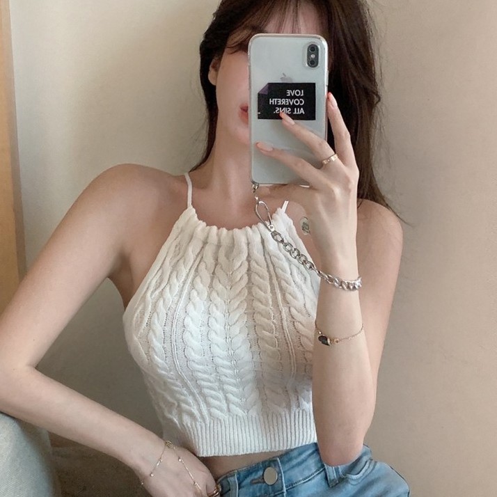 COZOK Áo hai dây dệt kim thời trang cho nữ