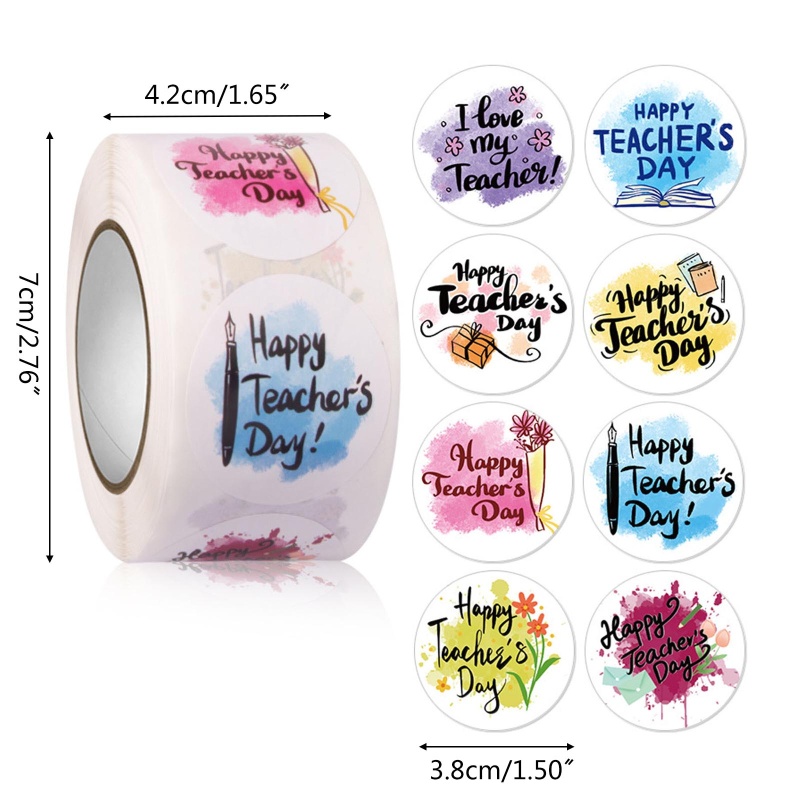 Bộ 500 Miếng Dán Tự Dính 1.5Inch In Chữ Thank You Dùng Trang Trí Thiệp Giáng Sinh