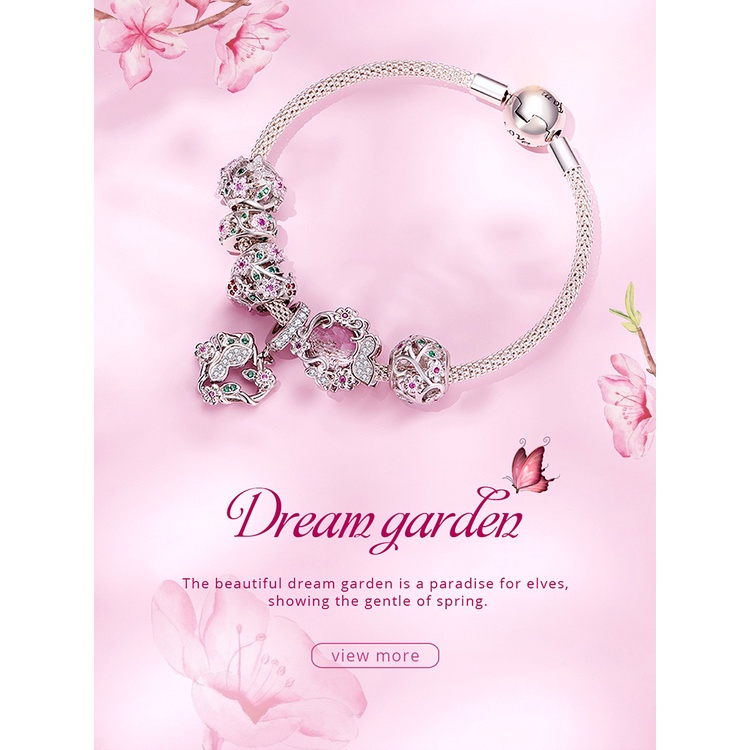 Hạt xỏ lỗ Bamoer BSC551 dòng Dream Garden bằng bạc Sterling 925 3 kiểu thời trang làm dây chuyền DIY