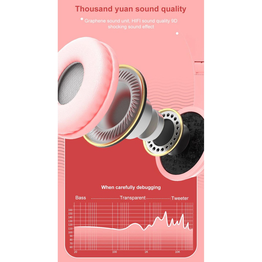 Tai nghe bluetooth không dây hình tai mèo dễ thương