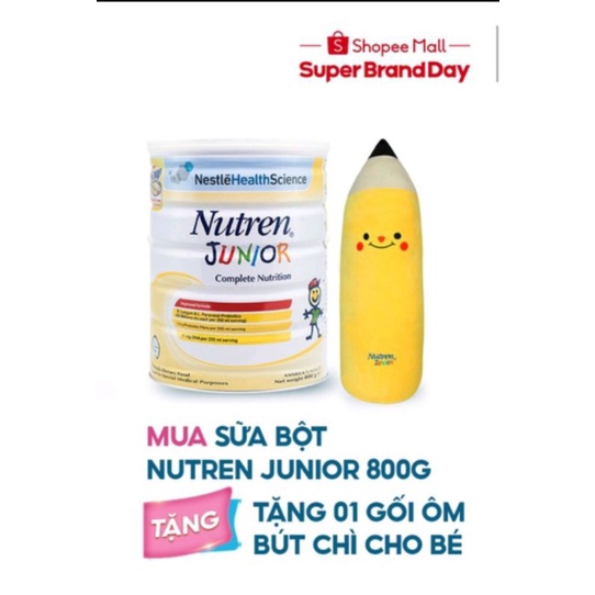 [Tặng 01 Gối ôm bút chì cho bé] Sữa bột Nutren Junior 800g. Date 2023