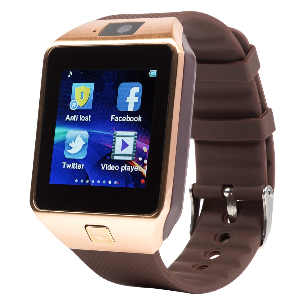 Đồng hồ đeo tay thông minh DZ-09 màu vàng có khe gắn sim nghe gọi,khe thẻ nhớ,màn hình cảm ứng