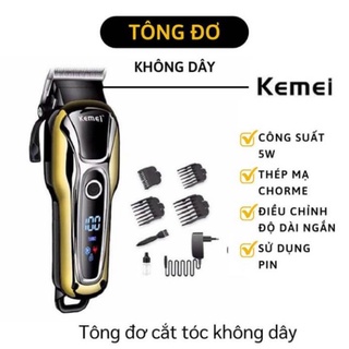 Tông đơ cắt tóc không dây chuyên nghiệp Kemei KM-1990 chế độ Turbo siêu mạnh ,Hàng Chính Hãng