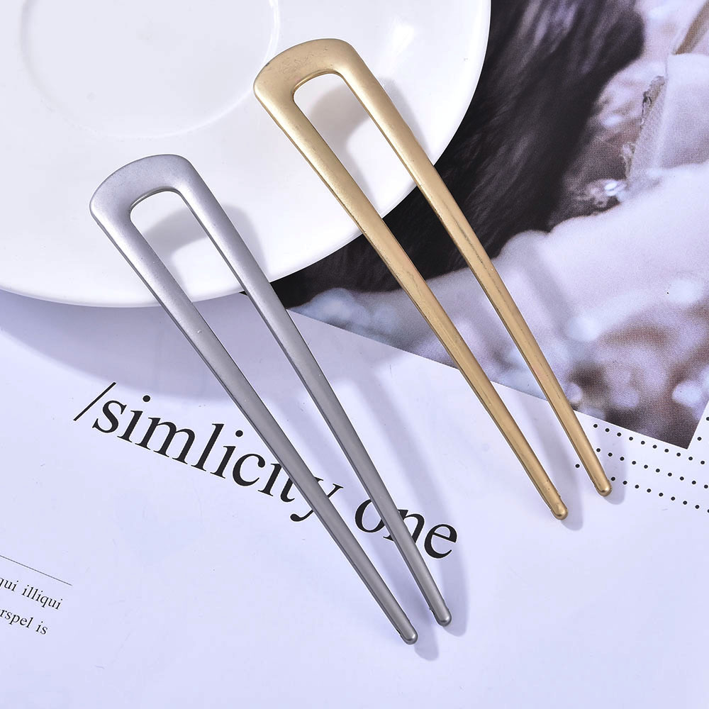 Trâm cài tóc kiểu chữ U bằng kim loại đơn giản dành cho nữ