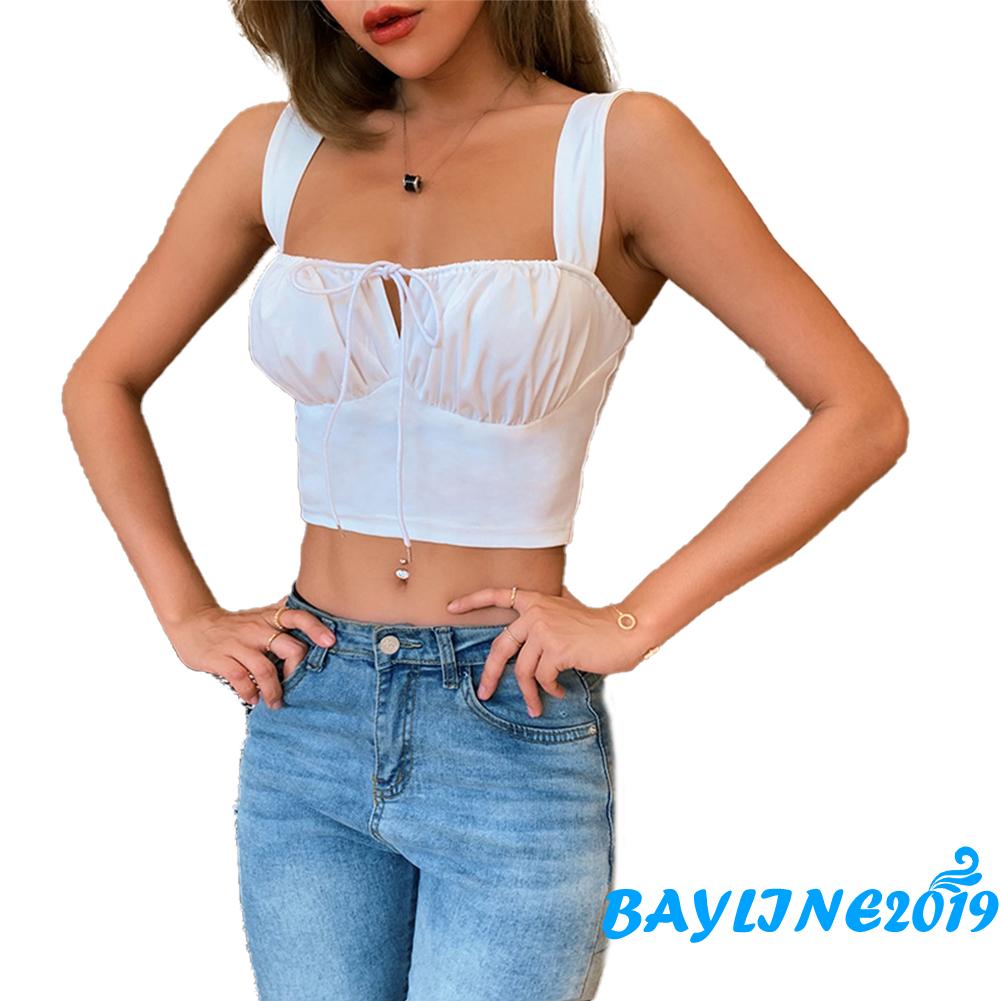 Áo Lửng Hai Dây Màu Trơn Gợi Cảm Cho Nữ