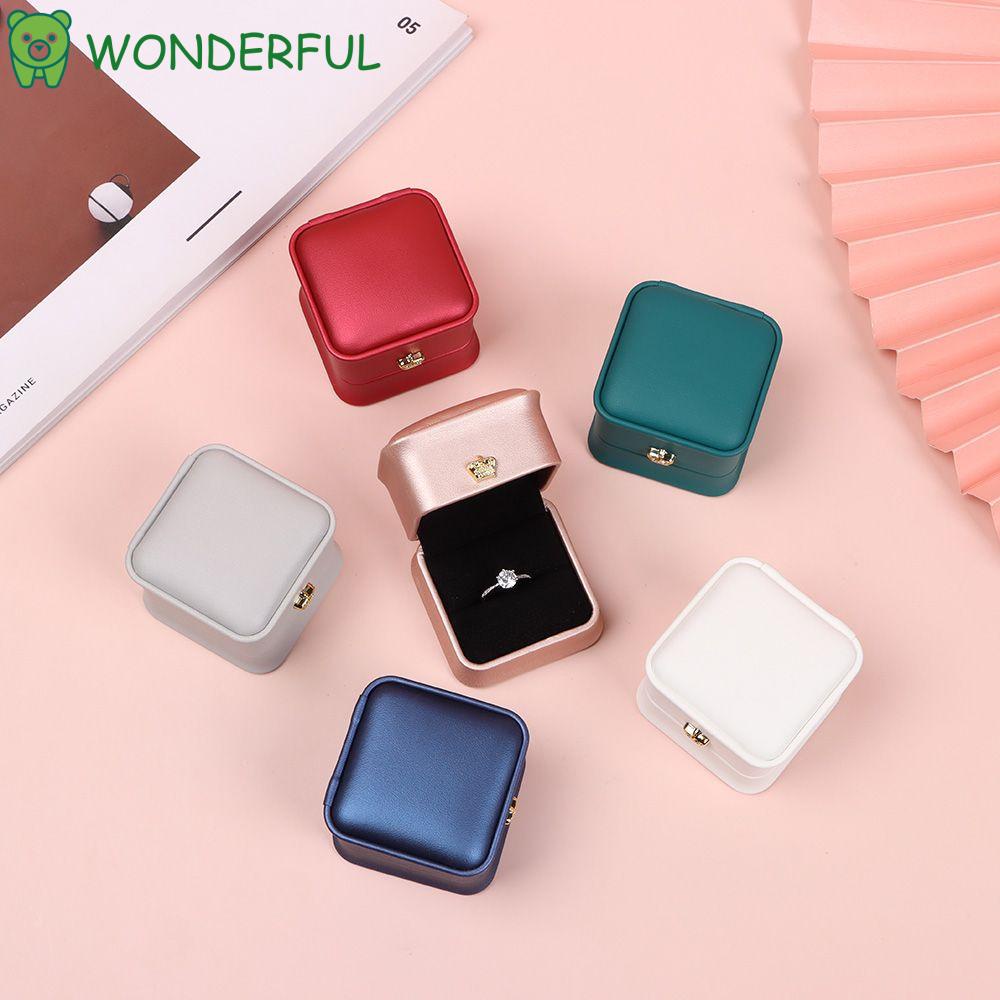 Hộp đựng nhẫn cưới hình vuông bằng da PU nhiều màu chất lượng cao