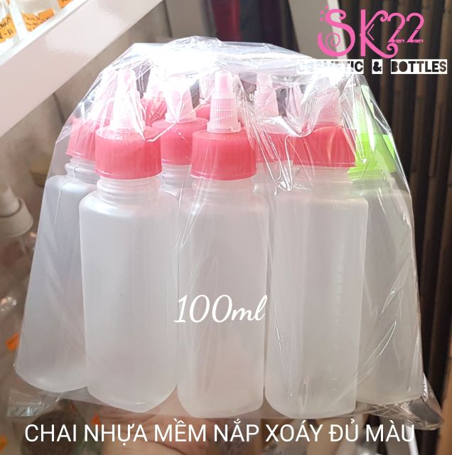 SET 10 CHAI NHỰA MỀM NẮP XOÁY ĐỦ MÀU 50ml/100ml