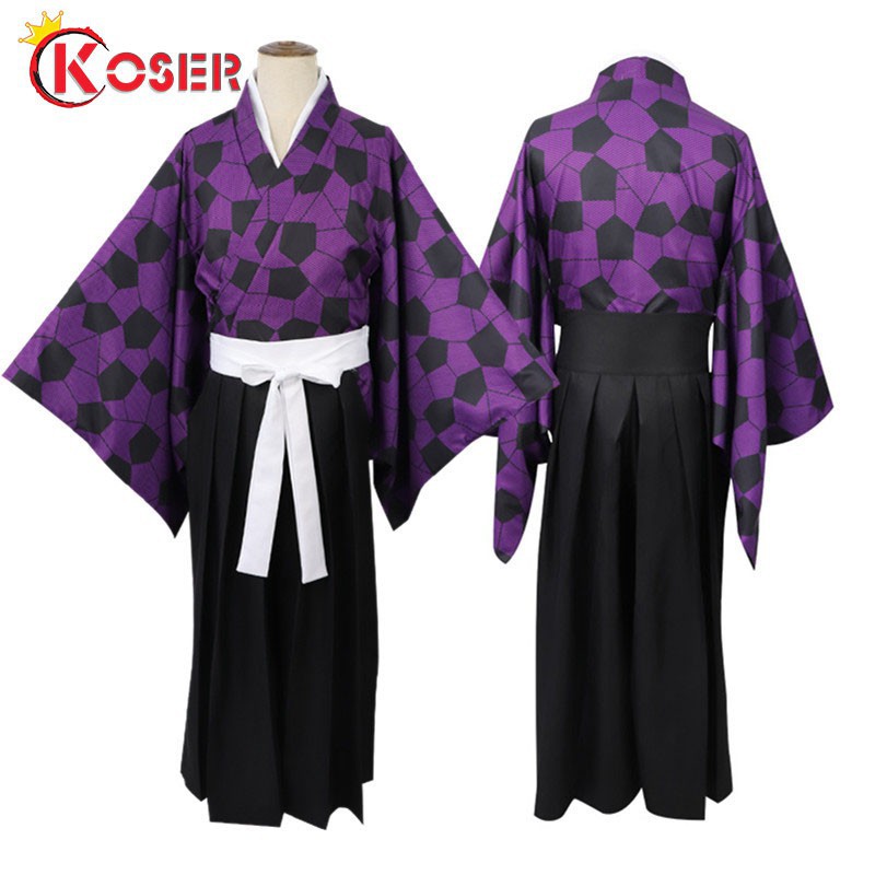 COSER KING Anime kimetsu no yaiba Demon Slayer Cosplay Costume Anime kokushibou Tsugikuni Michikatsu kyoumei muzan wig shoes