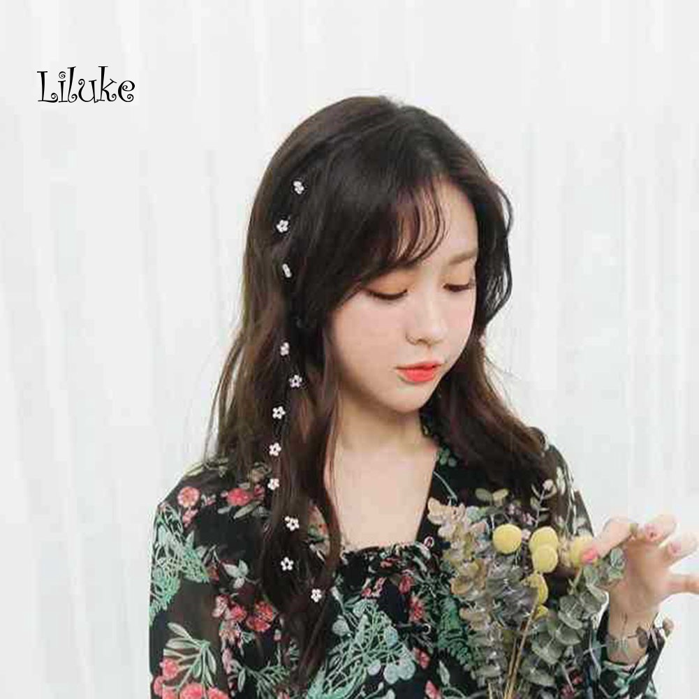 【LK】Sweet Lady Invisible Flowers Comb Long Hair Braided Hairdress Streamline Hairpin