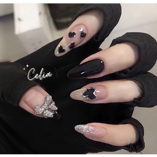 Mẫu nailbox thạch đen , đính nơ