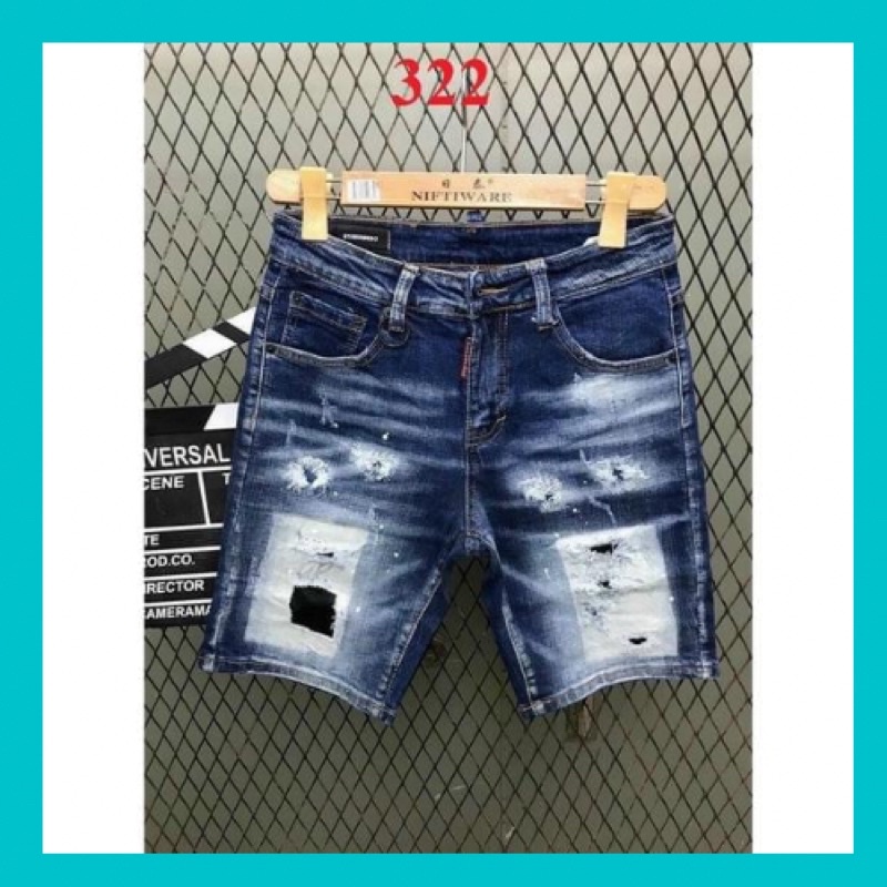 Quần jean lửng, quần short màu xanh nam cao cấp, co giãn mền mịn, phong cách trẻ trung năng động