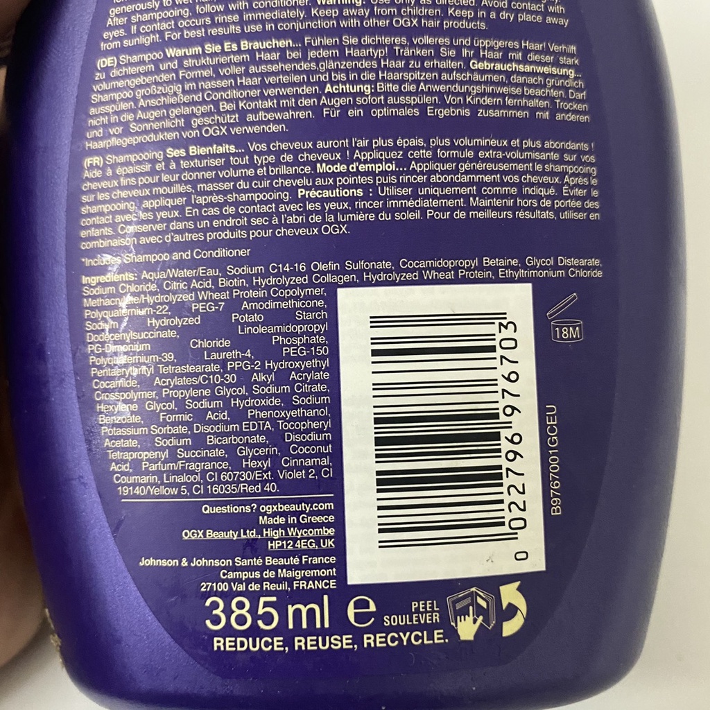 Cặp dầu gội xả Biotin & Collagen 385ml/Chai Đức