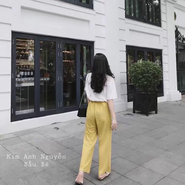 ảnh thật - Set áo trắng every day quần suông đen