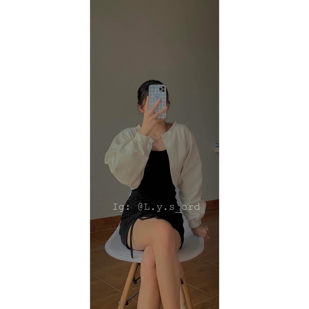 Set áo cadigan tay bồng kèm váy rút dây đùi quyến rũ/ Set váy áo nữ 2 món dáng ôm body trẻ trung cá tính_xuongmaythuhien