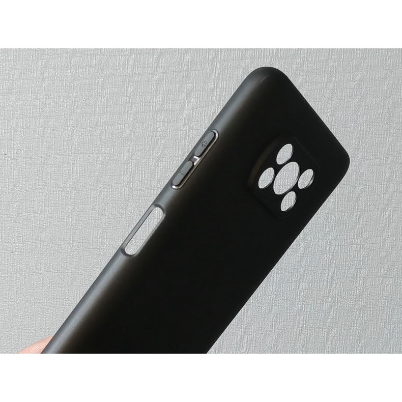 Ốp lưng silicon đen cho Xiaomi Poco X3 NFC, X3 Pro khoét riêng từng mắt camera.