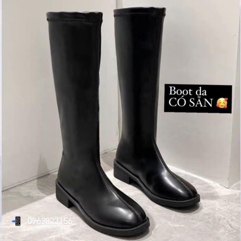 sẵn. boot da đen/ bốt gối CÓ Á KÉO TIỆN LỢI 😎 giày da cao cổ , giày thời trang, boot martins ☺️ PO