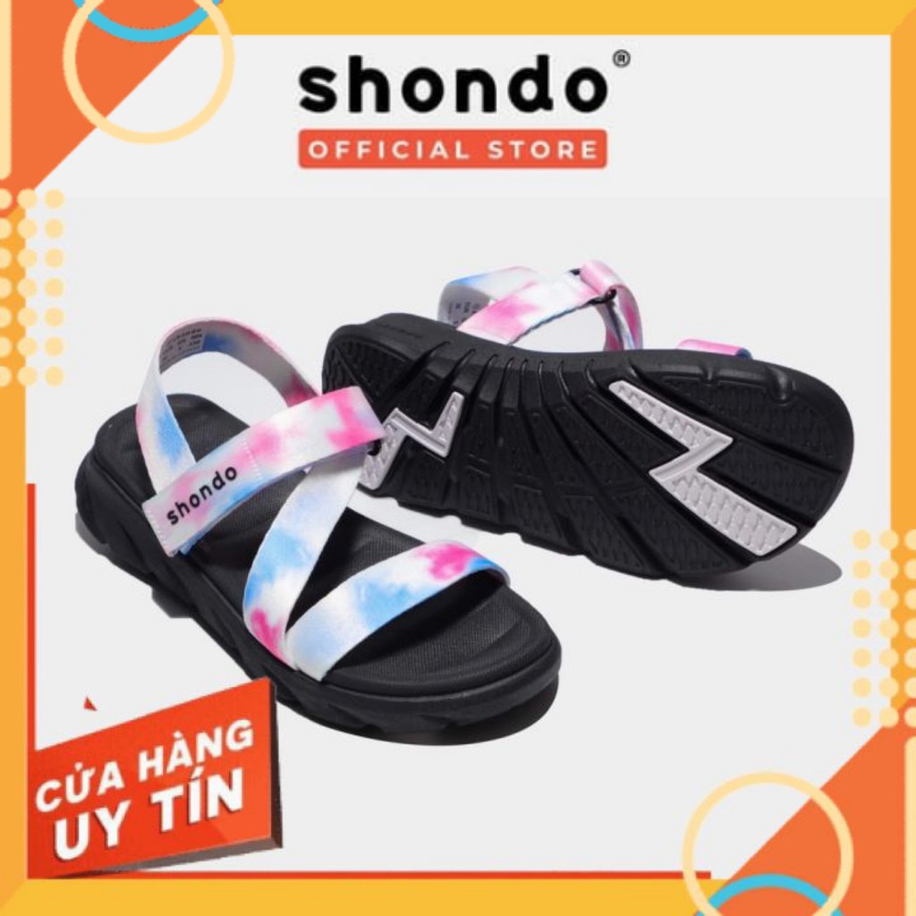 Giày sandal nữ SHONDO Ombre Sport đế đen quai cầu vồng đi học, đi chơi [HÀNG CHÍNH HÃNG]