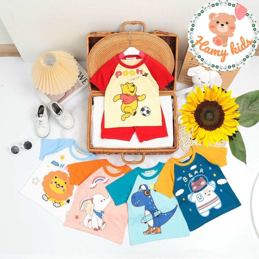 Bộ Cộc Tay Minky Mom Chính Hãng Bé Trai Bé Gái Thun Lạnh Raplan Hình Động Vật Đáng Bé Từ 0-5 Tuổi Dưới 20kg - Hamykids