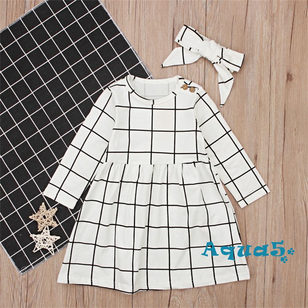 Đầm Cotton Sọc Caro Đáng Yêu Cho Bé Gái