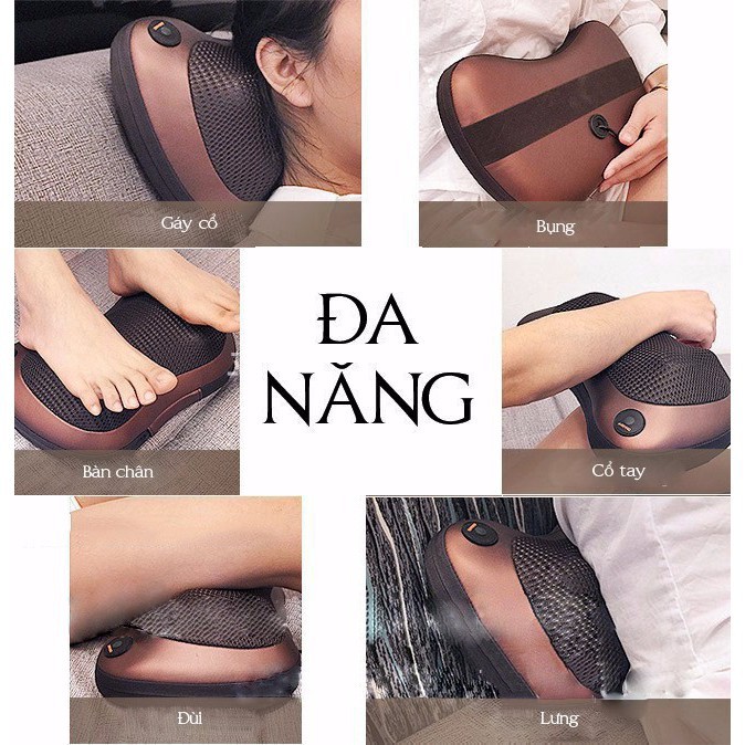 [FREESHIP] GỐI MASSAGE HỒNG NGOẠI 8 BI MADE IN JAPAN (2452, LM)