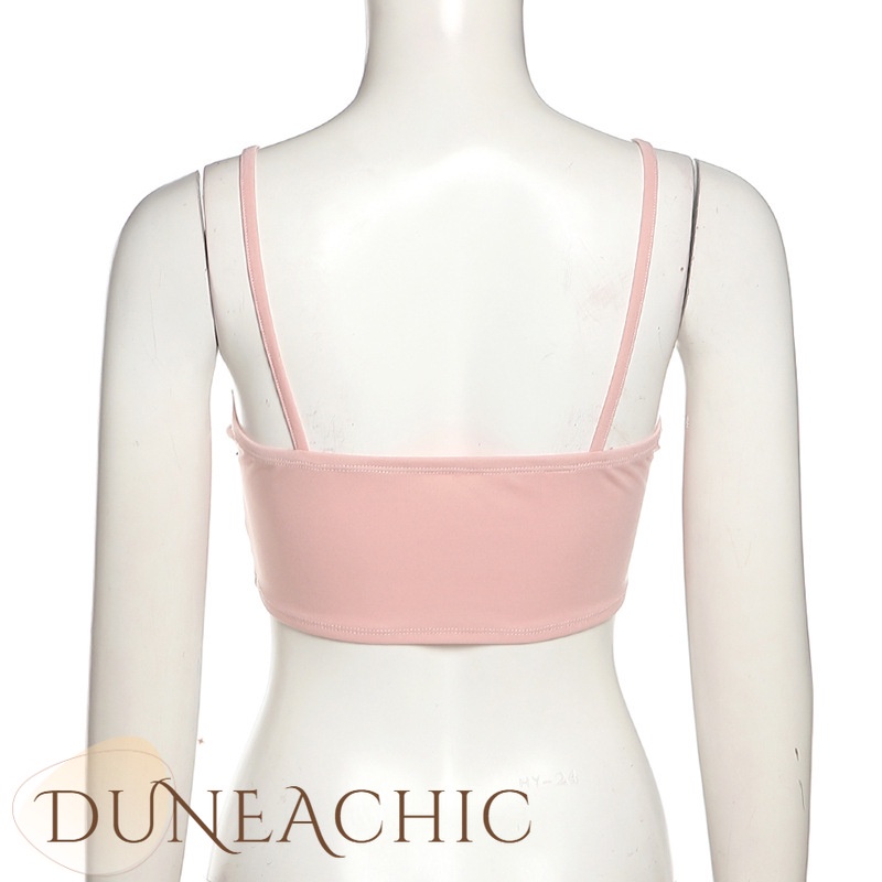 DUNEA Áo Crop Top Cổ Chữ V Thắt Nơ Hở Lưng Gợi Cảm Cho Nữ Y0425