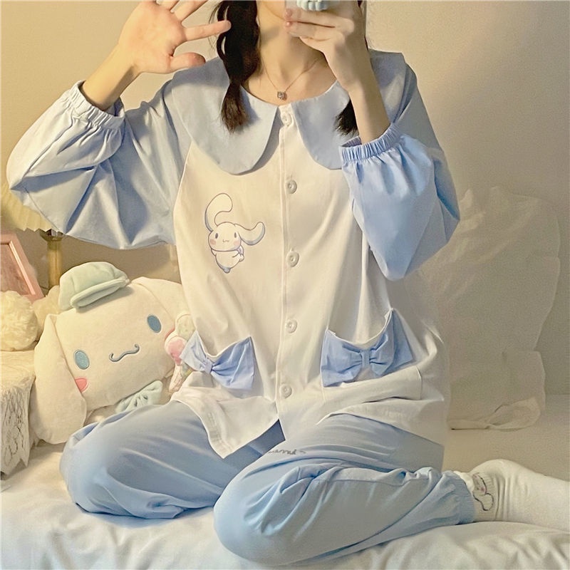 Bộ Đồ Ngủ Tay Dài In Hình Cún Con Dễ Thương Phong Cách Nhật Bản Cho Nữ | BigBuy360 - bigbuy360.vn