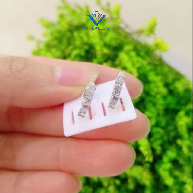 Combo 10 đôi bông tai tròn sát tai đính đá bạc ta V10746