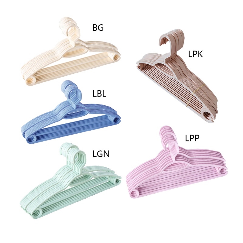 Set 10 Móc Treo Quần Áo Bằng Nhựa Chống Trượt Nhiều Màu Sắc Tiết Kiệm Không Gian