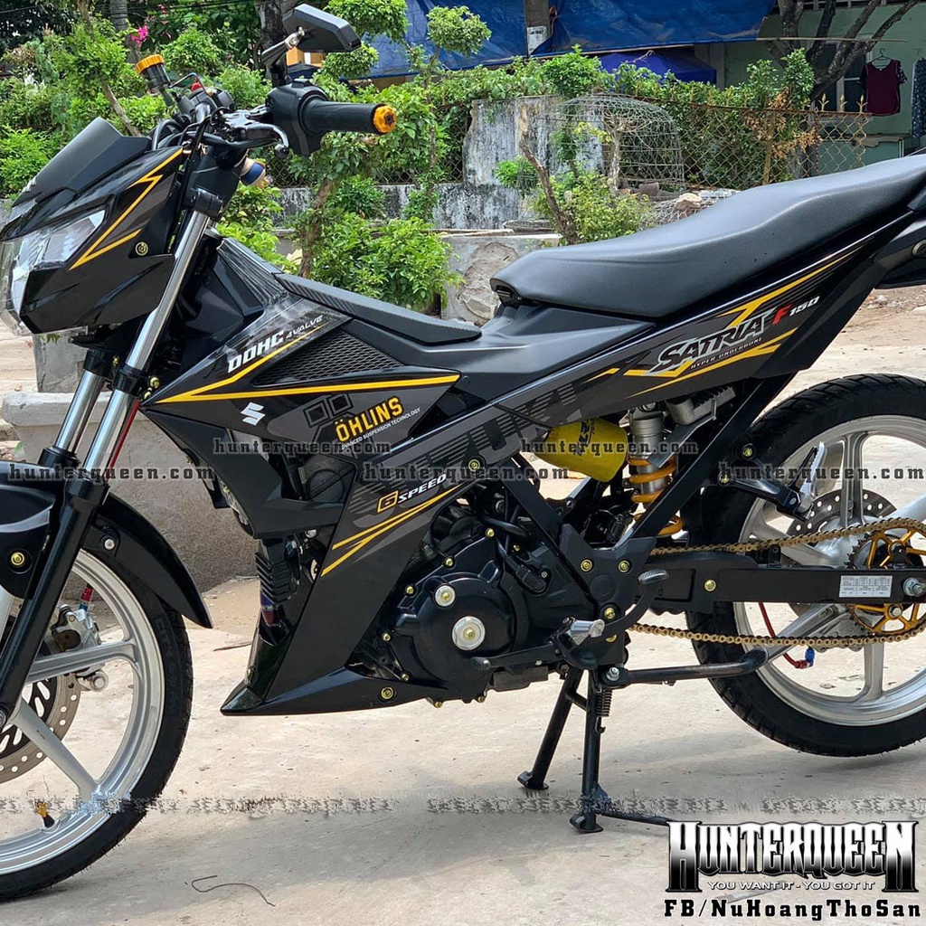 Tem rời cao cấp dán xe Raider đen, phối màu xám vàng cực nổi bật. Không bay màu