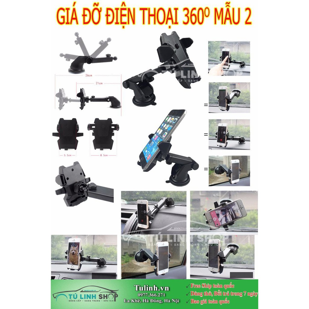 [Mã LIFEAUMAY giảm 10% tối đa 30k đơn 150k] Giá đỡ điện thoại xoay 360 mẫu 2 + Tặng quà