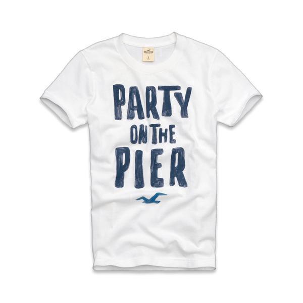Áo thun nam ngắn tay in hình chủ đề phim HOLLISTER ON THE PIER WHITE 0-6