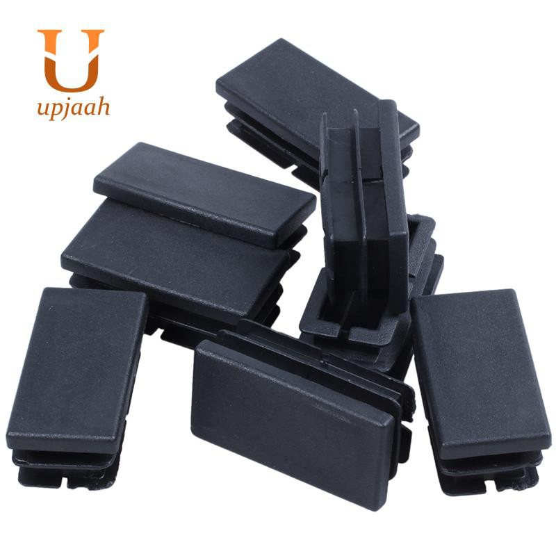 8 Pcs Black Plastic Rectangular Blanking End Caps Inserts 20mm x 40mm