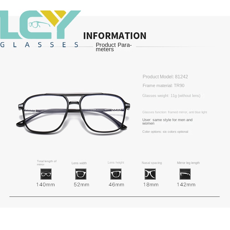 Mắt Kính TR90 Chống Ánh Sáng Xanh Thời Trang Dành Cho Nam Và Nữ 81242