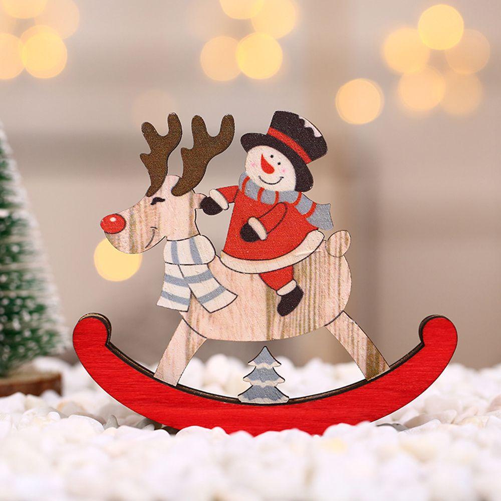 YNATURAL Phụ Kiện Trang Trí Giáng Sinh Hình Ông Già Noel / Người Tuyết Bằng Gỗ