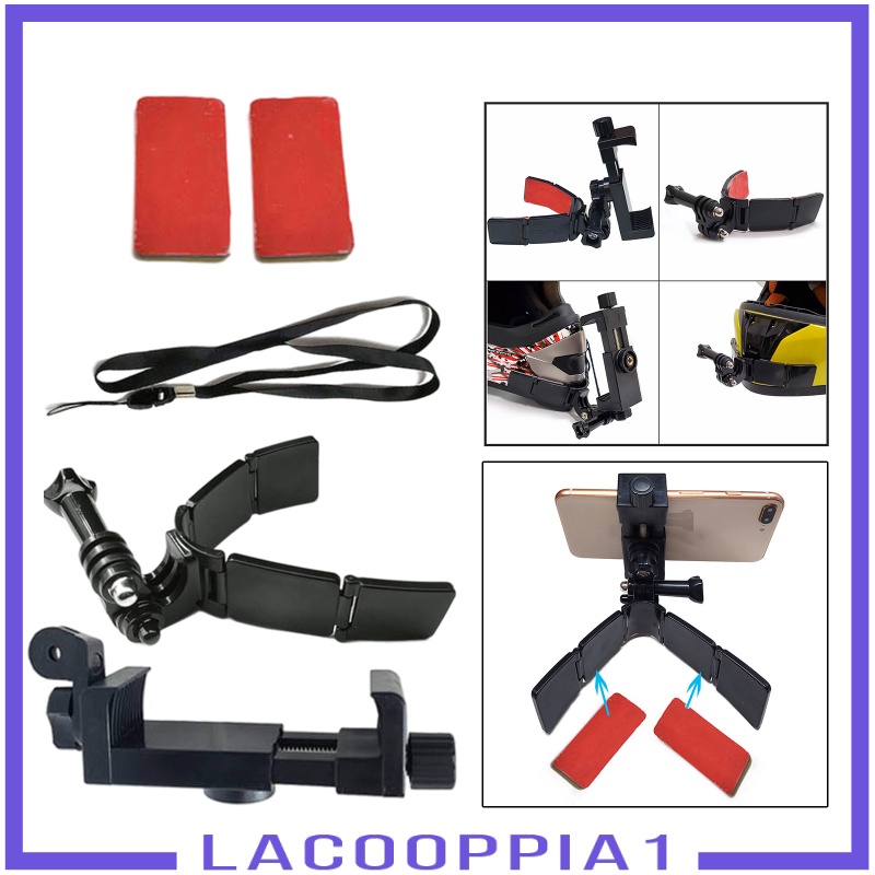 [LACOOPPIA1] Motorcycle Helmet Chin Mount Kit for for   9 8 7 6 5 4 Sports Camera or 4.7-7 inch Mobile Phones