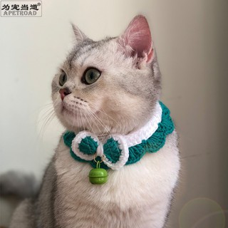 Vòng cổ len handmade nơ kèm chuông cho thú cưng chó mèo
