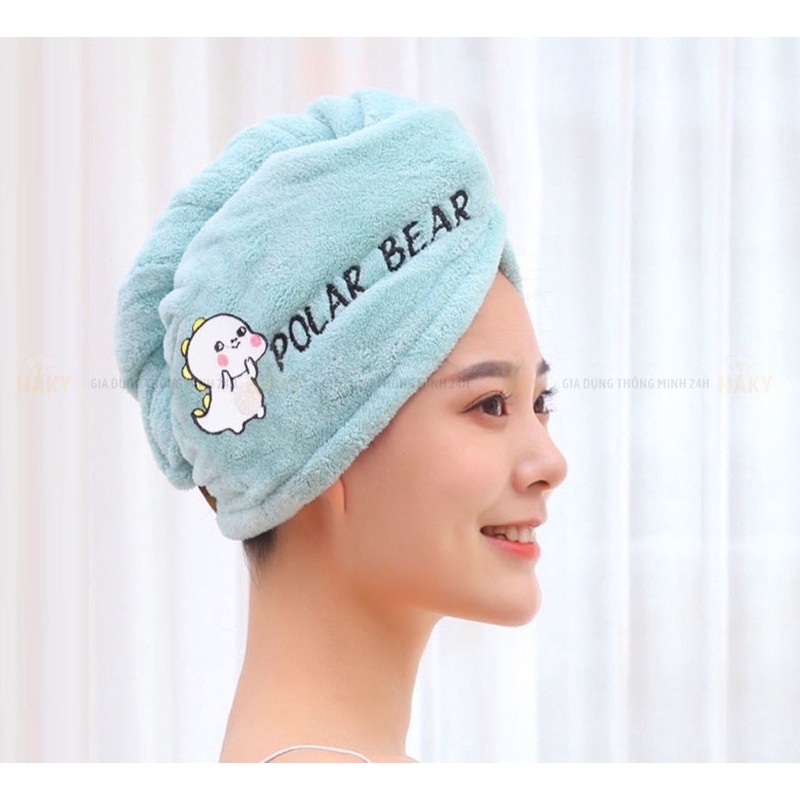 Khăn ủ tóc quấn đầu, khăn khô tóc cao cấp siêu thấm cotton dễ sử dụng,dụng cụ làm khô tóc