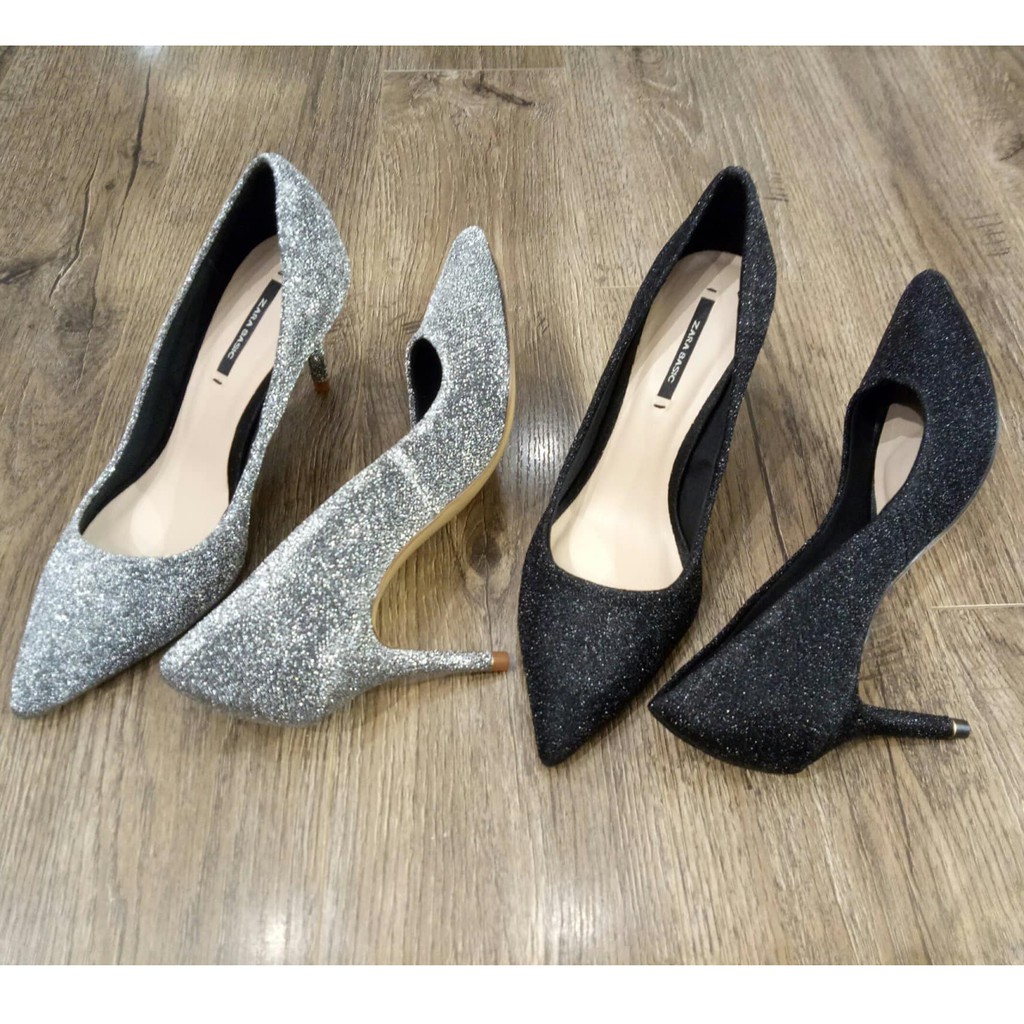 Giày Cao Gót Nữ ZARA Mũi Nhọn 7p Nhũ METALLIC Thời Trang Hàn Quốc Đẹp Cao Cấp MS1458